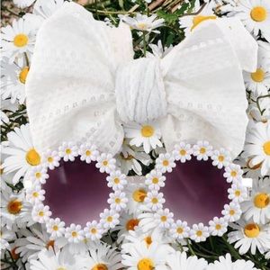3/$10 Cute Beach Baby Girl Gift Set Butterfly Tie Hair Band & Flower Sunglasses